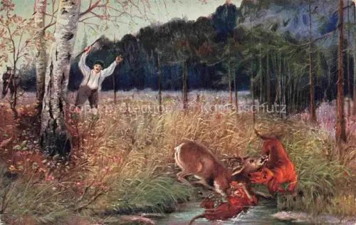 AK / Ansichtskarte Jagd Chasse Hunting-- Hund Hirsch JKP Nr. 648 2