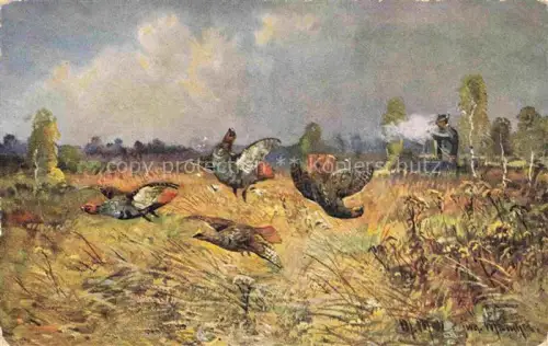 AK / Ansichtskarte MueLLER junior Kuenstlerkarte Muenchen Jagd Vogel