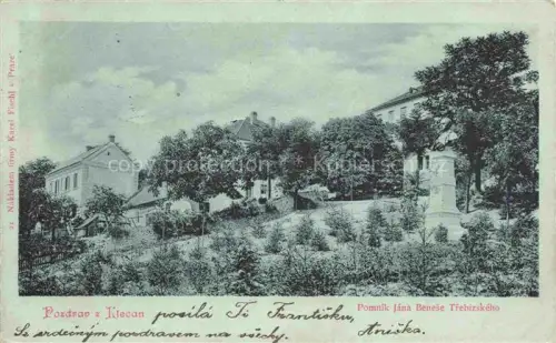 AK / Ansichtskarte Klecany Klecan Gross-Kletzan Prag PRAHA Prahy Prague CZ Pomnik Jana Benese Trebizskeho