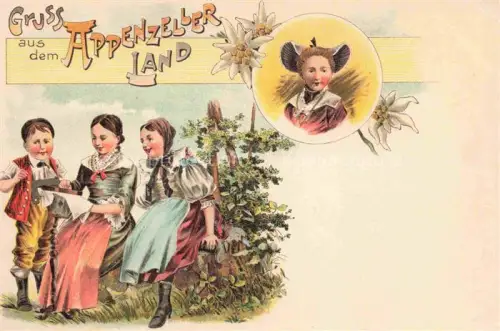 AK / Ansichtskarte Appenzell-Stadt IR Trachten Kinder Appenzeller Land Kuenstlerkarte