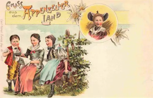 AK / Ansichtskarte Appenzell-Stadt IR Trachten Kinder Appenzeller Land Kuenstlerkarte