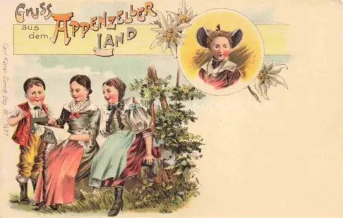 AK / Ansichtskarte Appenzell-Stadt IR Trachten Kinder Appenzeller Land Kuenstlerkarte