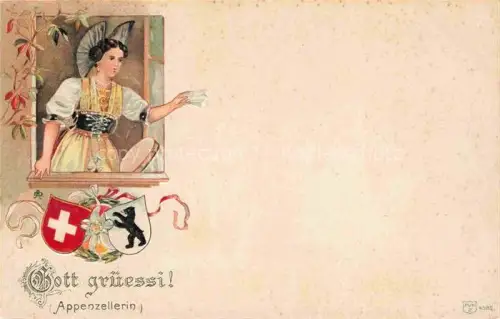 AK / Ansichtskarte Appenzell-Stadt IR Appenzellerin Trachten Kuenstlerkarte