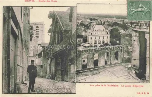 AK / Ansichtskarte TROYES 10 Aube Ruelle des Chats vue prise de la Madeleine Caisse d'Epargne