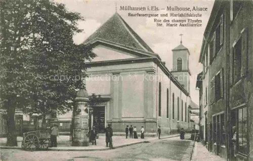 AK / Ansichtskarte Muelhausen Elsass Barfussergasse Mariahilfskirche Rues de champs Elysées Ste. Marie Auxiliatrice