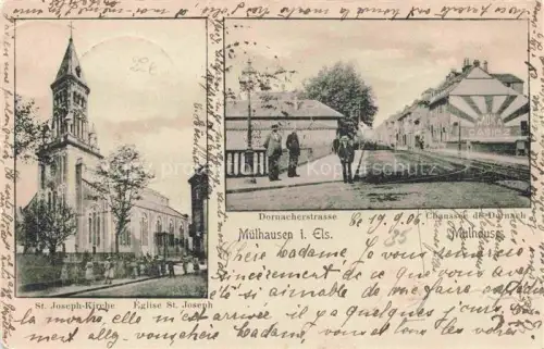 AK / Ansichtskarte Muelhausen Elsass Dornacherstrasse St. Joseph Kirche Chaussée de Dornach Eglise