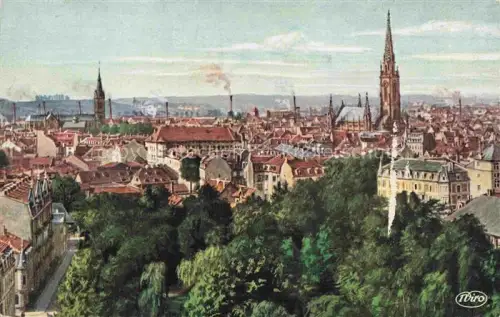 AK / Ansichtskarte Muelhausen Elsass Stadtpanorama Wiedemann's Kuenstlerkarte Serie Muelhausen Nr. 2802 A