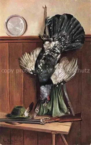 AK / Ansichtskarte Auerhahn  Grouse-- Gewehr 