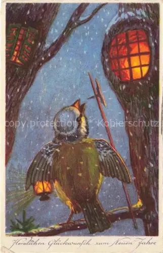 AK / Ansichtskarte Neujahr Annee New Year Spatz 
