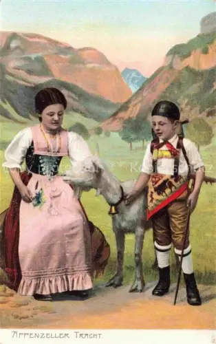 AK / Ansichtskarte Ziegen Goat Chevre-- Appenzeller Trachten 