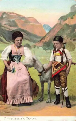 AK / Ansichtskarte Ziegen Goat Chevre-- Appenzeller Trachten 
