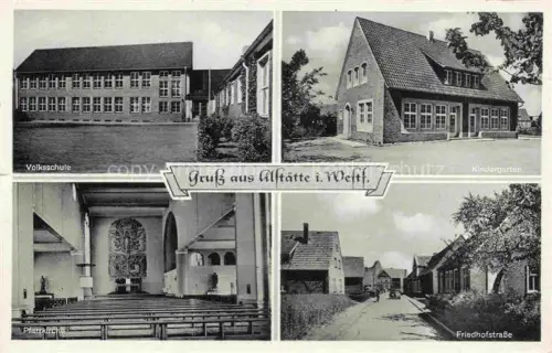 AK / Ansichtskarte Alstaette Volksschule Kindergarten Pfarrkirche Friedhofstrasse