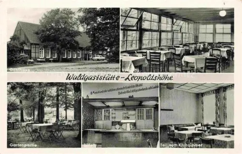 AK / Ansichtskarte Schapdetten Waldgaststaette Leopoldshoehe Gasthaus Veranda Gartenpartie Bueffet Klubzimmer