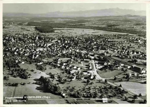 AK / Ansichtskarte Weinfelden TG Fliegeraufnahme mit Saentisblick