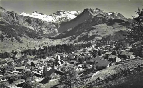 AK / Ansichtskarte Adelboden Frutigen BE Panorama Blick gegen Boden und Wildstrubel Berner Alpen