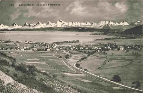 AK / Ansichtskarte Landeron Le Neuchatel NE Panorama et les Alpes Bernoises