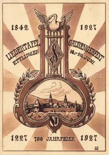 AK / Ansichtskarte Ettlingen KARLSRUHE BW Liedertafel Gausaengerfest 1927 700 Jahr Feier