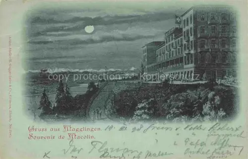 AK / Ansichtskarte Magglingen Macolin BIEL Bienne BE Berghotel im Mondschein Kuenstlerkarte