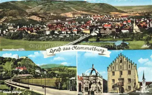 AK / Ansichtskarte Hammelburg Bad Kissingen Bayern Panorama Schloss Saaleck Marktplatz