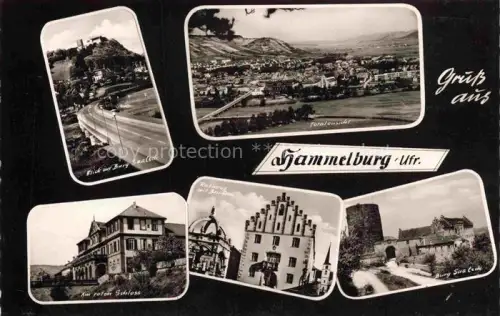 AK / Ansichtskarte Hammelburg Bad Kissingen Bayern Burg Saaleck Panorama Am roten Schloss Rathaus Burg