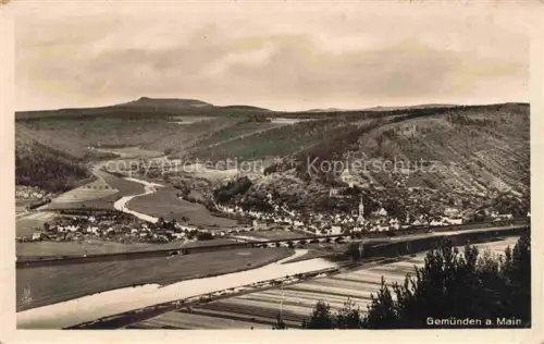 AK / Ansichtskarte Gemuenden  Main-Spessart Bayern Panorama mit Scherenburg