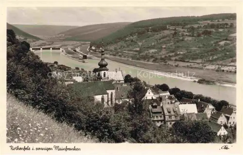 AK / Ansichtskarte Rothenfels  Main Unterfranken Main-Spessart Bayern Mainpartie mit Kirche
