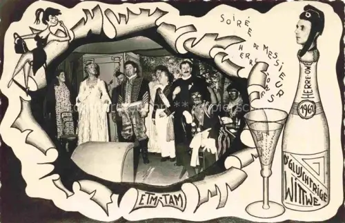 AK / Ansichtskarte Muelhausen Elsass Theater Herre-n-Owe Soirée de Messieurs D'Gluschtrige Wittwe