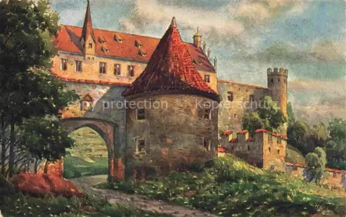 AK / Ansichtskarte Fuessen am Lech Allgaeu Bayern Aufgang zum hohen Schloss Kuenstlerkarte