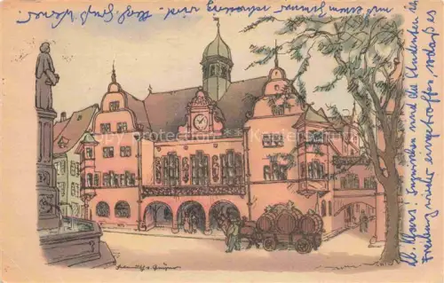 AK / Ansichtskarte GEYER H. von Kuenstlerkarte Freiburg Breisgau Freiburg i. Br. Rathaus 