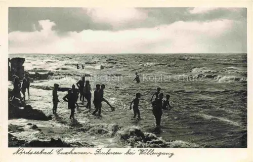 AK / Ansichtskarte Duhnen Cuxhaven Nordseebad Niedersachsen Badeleben bei Wellengang