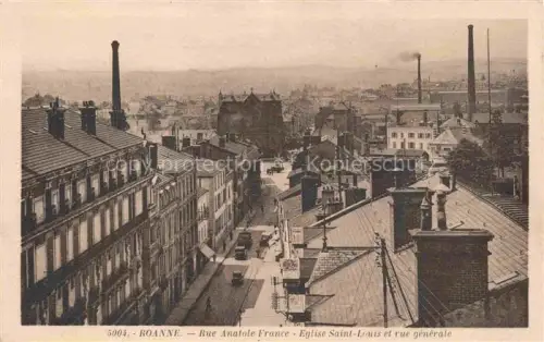 AK / Ansichtskarte ROANNE 42 Loire Rue Anatole France Eglise Saint-Louis et vue génerale