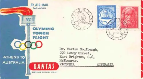 AK / Ansichtskarte OLYMPIA   Olympic Games Torch Fligh Qantas Briefumschlag 