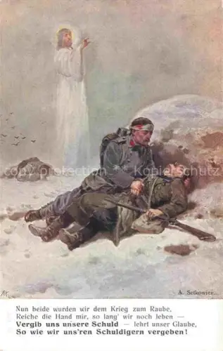 AK / Ansichtskarte SETKOWICZ A. Kuenstlerkarte Soldaten Krieg Jesus 