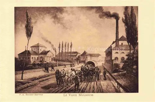 AK / Ansichtskarte Becker-Harvey Pierre-Albert (1870-1929) Kuenstlerkarte Mulhouse Porte Jeune Maison Jacques Koechlin Poste 