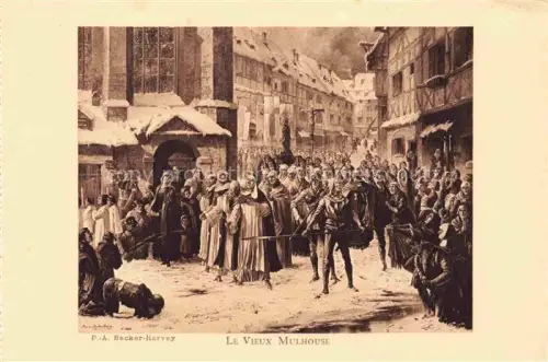 AK / Ansichtskarte Becker-Harvey Pierre-Albert (1870-1929) Kuenstlerkarte Mulhouse Procession 