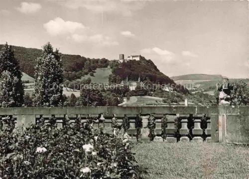 AK / Ansichtskarte Hammelburg Bad Kissingen Bayern Blick vom roten Schloss auf Schloss Saaleck Kloster Altstadt und Felsenkeller
