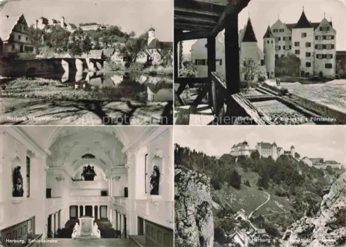 AK / Ansichtskarte Harburg Schwaben Woernitzbruecke Schlosskirche Fuerstenbau Blick vom Wehrbau