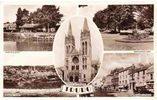 AK / Ansichtskarte Truro Cornwall UK Worth's Quay Cathedral Boscawen Park Boscawen Street general view