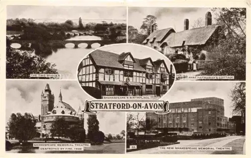 AK / Ansichtskarte Stratford -on-Avon UK Bridges Anne Hathaway's Cottage Shakespiere Memorial Theatre