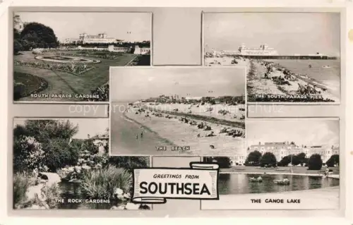 AK / Ansichtskarte SOUTHSEA Portsmouth UK South Parade Gardens Beach Pier Rock Gardens Canoe Lake