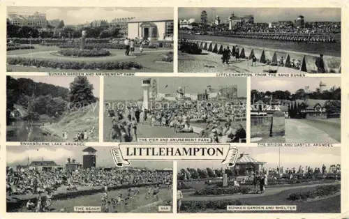 AK / Ansichtskarte Littlehampton Wychavon Worcestershire UK Sunken Garden Amusement Park Swanbourne Lake Pier Bridge Castle Beach Shelter