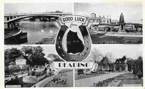 AK / Ansichtskarte Reading Berkshire UK Bridge Station Approach Sonning Lock Forbury Gardens Monument