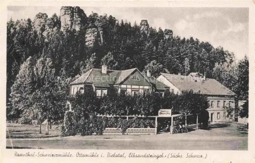 AK / Ansichtskarte Ottomuehle Bielatal Pirna Sachsen Gasthaus Rosenthal-Schweizermuehle Elbsandsteingebirge
