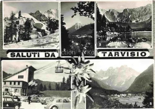 AK / Ansichtskarte Tarvisio 751m Udine IT Teilansichten Panorama Alpen Bergbahn Edelweiss