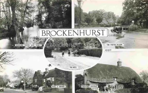 AK / Ansichtskarte Brockenhurst Hampshire UK Highland Water The Water Splash The Meet Rose and Crown Thatched Cottage