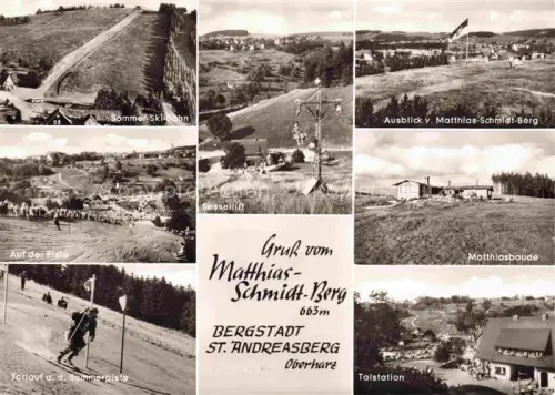 AK / Ansichtskarte St Andreasberg Harz Niedersachsen Panorama Matthias-Schmidt-Berg Skipisten Sessellift Baude