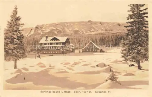 AK / Ansichtskarte Krummhuebel Karpacz Riesengebirge PL Schlingelbaude Bergbaude Winterlandschaft