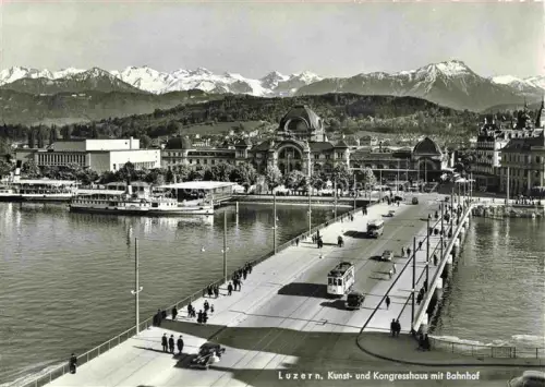 AK / Ansichtskarte STRAssENBAHN Tramway-- Luzern Kunst Kongresshaus Bahnhof 