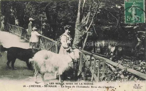 AK / Ansichtskarte CRETEIL 94 Val-de-Marne Fluss Bruecke Ziege