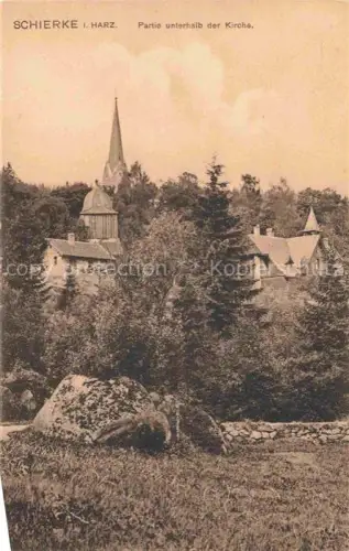 AK / Ansichtskarte Schierke Harz Partie unterhalb der Kirche